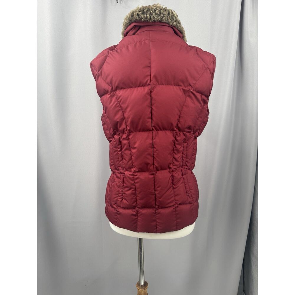 Eddie Bauer Vest Womens Small Maroon Goose Down Faux Fur Collar Zip Ski Lodge - Picture 7 of 14
